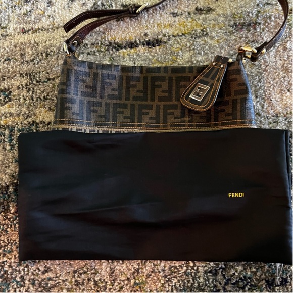 💯Authentic Fendi Zucchino and Zucca combination canvas leather handbag - Picture 11 of 16